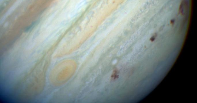 Jupiter no momento da colisão com o cometa Shoemaker.