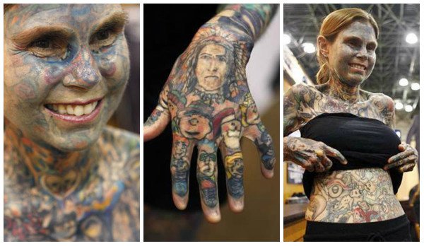 pessoas diferentes Julia Gnuse tatuagem recorde guiness